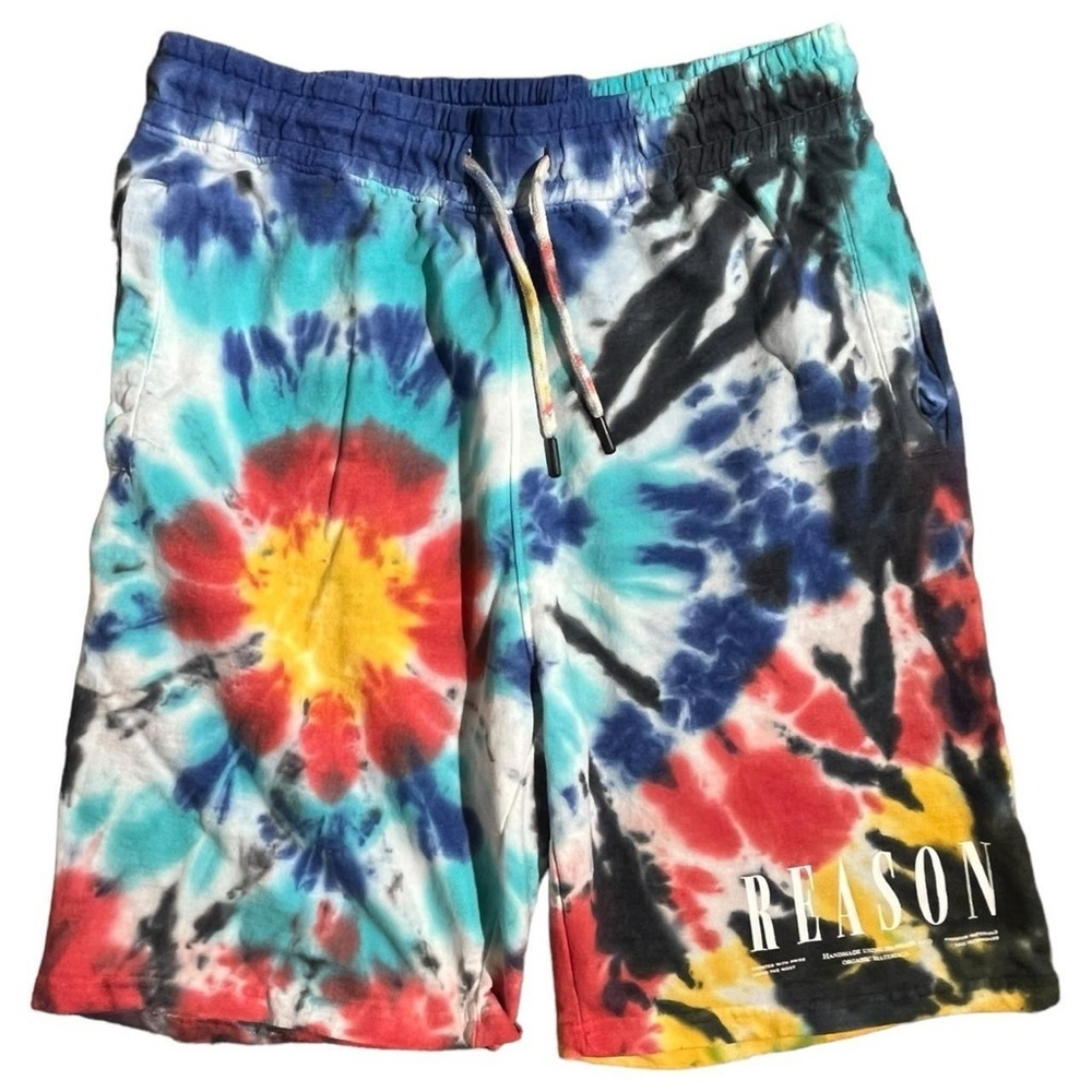 Reason Tie Dye Sweat Shorts Multicolor Drawstring Streetwear Size M